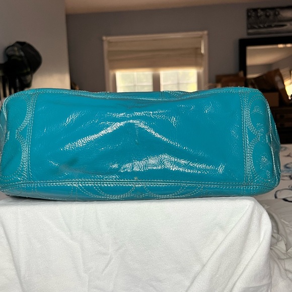 Vintage blue leather coach hand / shoulder bag - Picture 5 of 5